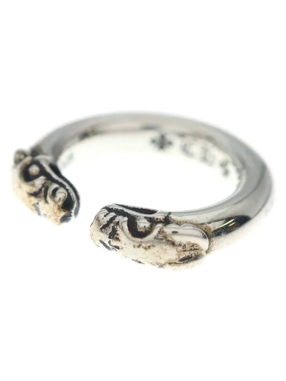 Chrome Hearts Double Dog Ring Silver